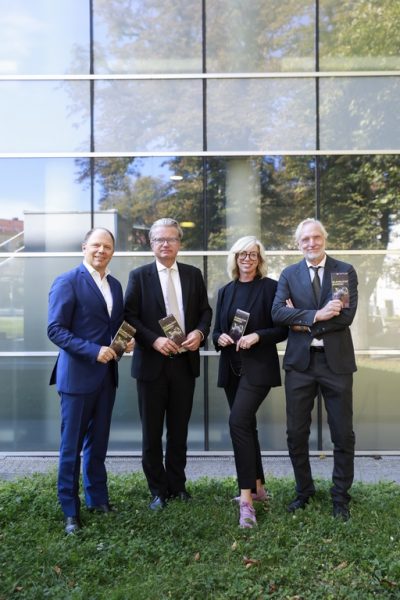 Präsentation KLANGLICHT 2024: KLANGLICHT-Veranstalter Bernhard Rinner, Landeshauptmann Christopher Drexler, Festivalkuratorin Birgit Lill-Schnabl, Kulturstadtrat Günter Riegler. (Foto Thomas Luef)